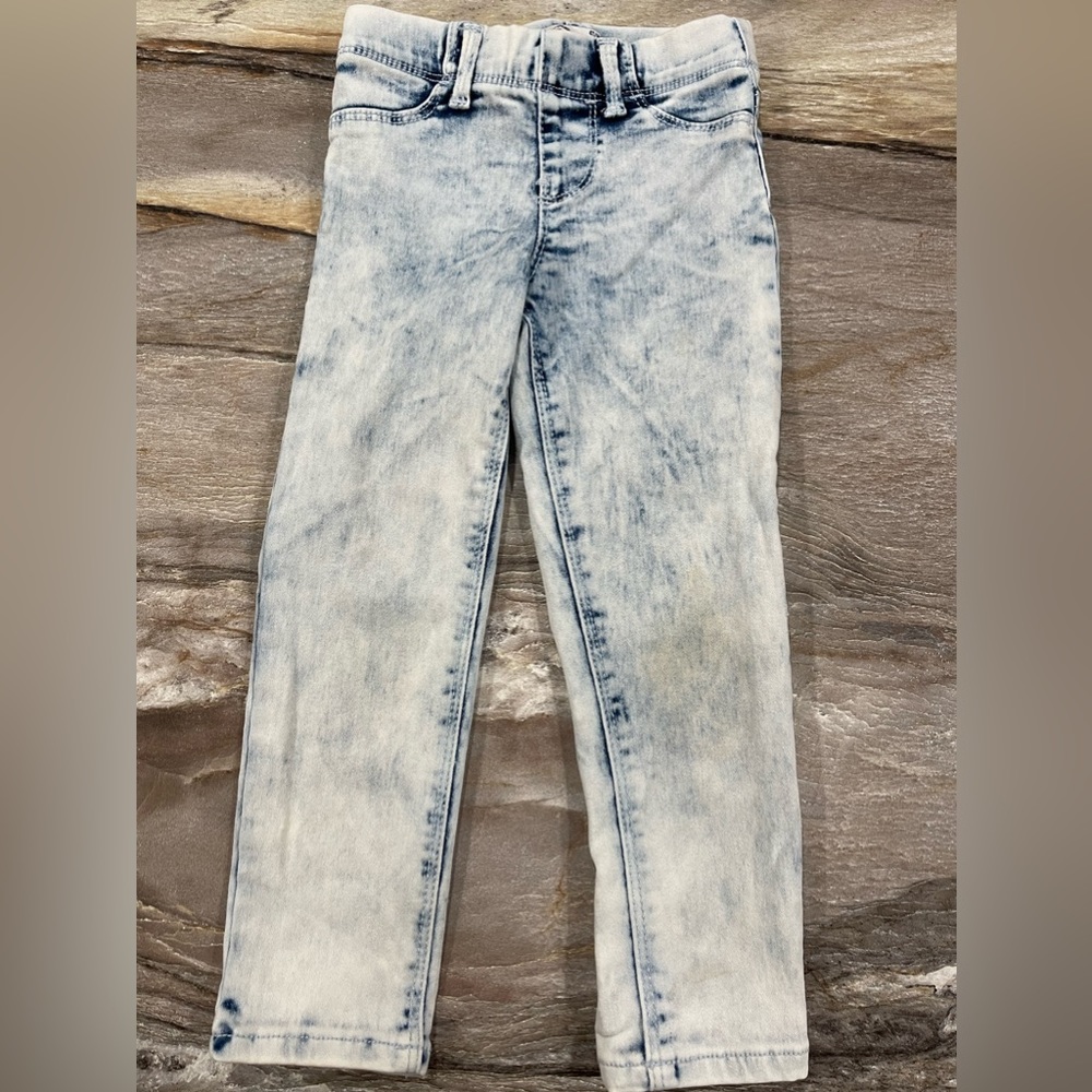 Girls Acid Washed Stretchy Jeans with elastic waist